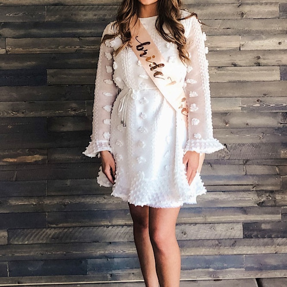 Long sleeve white mini dress